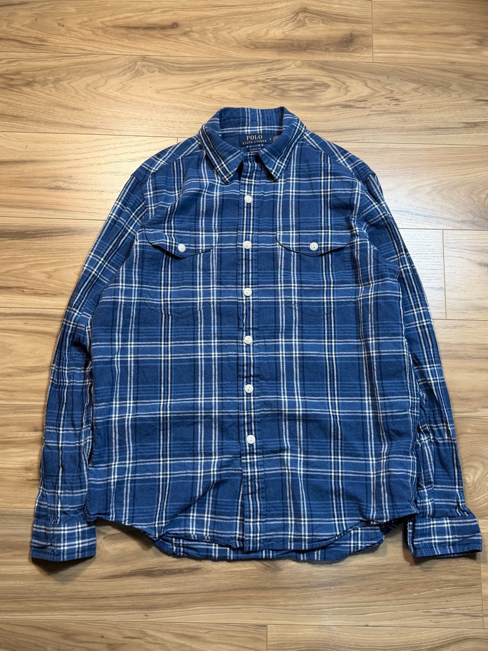 Ralph Lauren Navy & White Plaid Button-Down Shirt